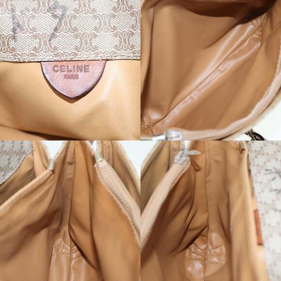 CELINE Macadam Canvas Shoulder Bag Pvc Leather Beige - Picture 12 of 13